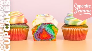 EPIC Double Rainbow Tie Dye Cupcakes Recipe  Cupcake Jemma [upl. by Jasmin604]