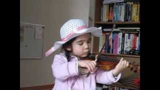 Alana age 4 playing suzuki violin  O come little children 031213 [upl. by Akeemahs]