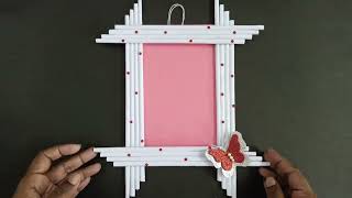 Photo frame Making DIY  How TO Make Easy Photo frame At home  Easy White Paper Picture Frame [upl. by Eahsed]