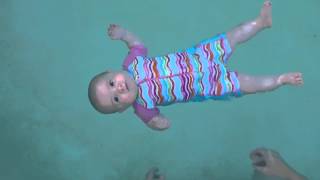 Baby swimming  floating unassisted at 5 months old [upl. by Robb]