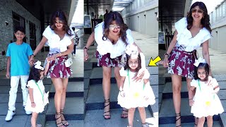 Shilpa Shetty Quick Motherly Reflexes SAVED Daughter Samisha Shetty Kundra From Falling Off Steps [upl. by Yrekcaz]