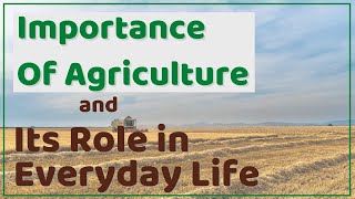 Why is Agriculture Important  Importance Of Agriculture and its Role in Everyday Life [upl. by Kerstin]