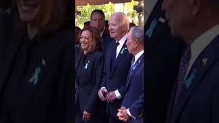 Harris Trump shake hands as they attend New York Sept 11 memorial event [upl. by Virge535]