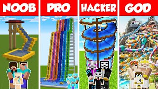 Minecraft FAMILY WATER PARK BUILD CHALLENGE  NOOB vs PRO vs HACKER vs GOD  Animation [upl. by Akinhoj]