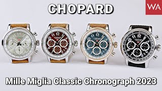 CHOPARD Mille Miglia Classic Chronograph 36th Edition  Lucent Steel  Four Beautiful Dials [upl. by Ronym506]