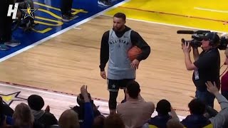 Steph Curry Inviting Fans to Take Shots at 2024 NBA AllStar Practice 🤝👀 [upl. by Dann]