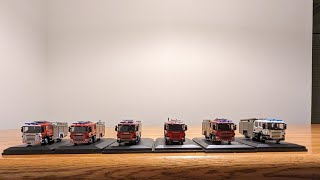 review of all 6 of my Oxford Diecast Scania pump ladder fire engines collection [upl. by Kerwin]