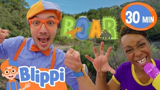 Everyone Do The Dinosaur 🦖  Blippi  Moonbug Kids  Farm Animals [upl. by Bathulda152]