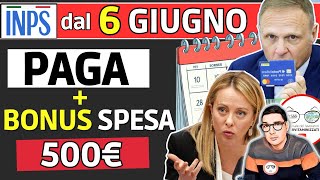 🔴 GIUGNO ➜ CARTA SPESA 500€ e DATE PAGAMENTI ADI ASSEGNO UNICO PENSIONI NASPI SFL BONUS BENZINA [upl. by Morrell]