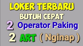 Loker Terbaru 2 Orang Paking 2 Orang Art  Butuh Cepat  ll Lowongan Kerja Hari Ini [upl. by Eillas]