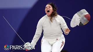 Relive Nada Hafezs Olympic fencing victory while seven months pregnant  Paris Olympics [upl. by Rexanne]