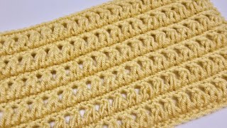 How To Crochet Easy Stitch For Blankets Scarfs and More  Triangle Stitch [upl. by Siver]