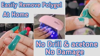 How to remove polygel nails without drill  how to polygel nails at home [upl. by Esidarap]