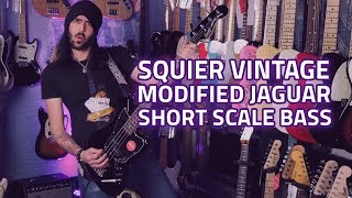 Squier Vintage Modified Jaguar Short Scale Bass Guitar Demo and Review [upl. by Zalea]