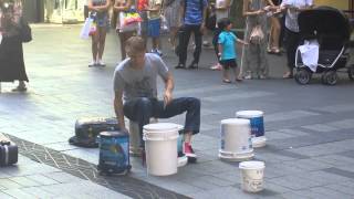 Insane drummer at Pitt Street Sydney [upl. by Enyalahs]