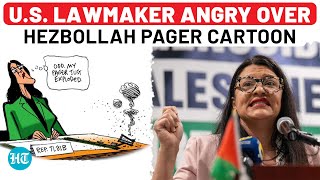 Rashida Tlaib Rages On Being Shown With Exploding Pager In Cartoon  US Congress  Lebanon  Israel [upl. by Fleece]