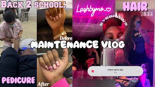 BACK 2 SCHOOL MAINTENANCE VLOG ꨄ COLLEGE JUNIOR  lashes grocery run hair trimappt nails more [upl. by Nihsfa]