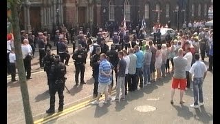 Orange Bands Play The Sash passing St Patricks Church in Belfast [upl. by Hanser]