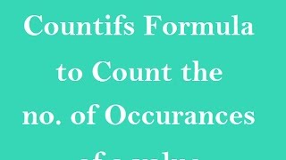 MS Excel  Countifs Formula In Excel Hindi [upl. by Zuliram]