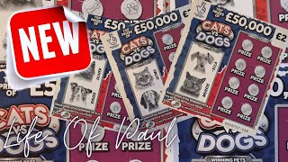 Brand New £2 Lottery Scratch Cards £60 of the Cats Vs Dogs cards a fun looking new card [upl. by Guido]