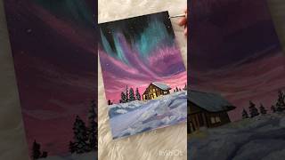 Northern lights ✨ snow winter floralpainting artideas landscapeart aurora northernlights [upl. by Laven]