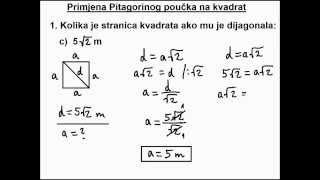 Primjena Pitagorinog poučka na kvadrat  2 zadatak [upl. by Screens]