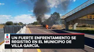 Se registran balaceras y bloqueos en Villa García Zacatecas [upl. by Ellmyer819]