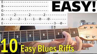 10 Easy BLUESY Blues Riffs For Beginners  Classic Riffs Guitar Lesson With Tabs [upl. by Lectra]