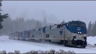 AMTRAK California Zephyr with 2 new Siemens ALC 42 units heading to E coast over Donner Pass [upl. by Burleigh825]