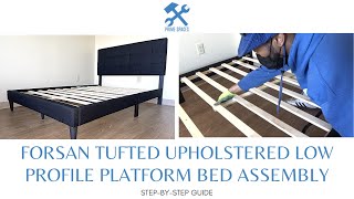 Forsan Tufted Upholstered Low Profile Platform Bed Assembly  How to Assemble A Platform Bed [upl. by Osgood]