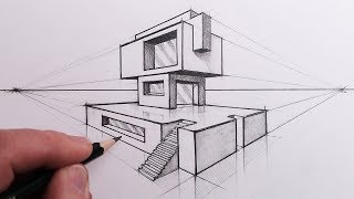 How to Draw a Building in 2Point Perspective Step by Steps [upl. by Dasteel142]