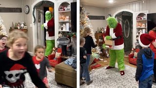 Grandma Scares Grandkids With The Grinch Prank [upl. by Monjo]