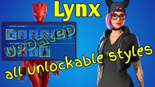 fortnite LYNX all unlockable styles  UPDATED [upl. by Davena572]