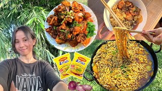 Maggi recipe  Spicy Maggi Masala  Maggi noodles  chicken fried  cooking amp eating [upl. by Corbett]