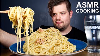 ASMR PASTA CARBONARA MUKBANG  EATING amp COOKING SOUNDS  LETS COOK ASMR  DAVE KAY ASMR [upl. by Albright49]