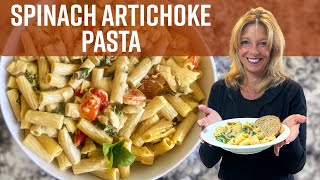 Vegan Spinach Artichoke Pasta  Kathys Vegan Kitchen [upl. by Karyn]