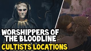 Assassins Creed Odyssey ALL WORSHIPPERS OF THE BLOODLINE CULTISTS Locations Walkthrough [upl. by Worlock53]