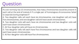 If a cell normally has 12 chromosomes how many chromosomes would be present in each cell at the end [upl. by Ahsie]