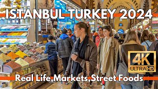 Istanbul turkey 2024 Real LifeMarketsStreet Foods in SirkeciEgyptian Bazaar  4K Walking tour [upl. by Reinhardt916]