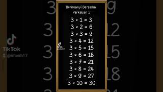 Bernyanyi Bersama Perkalian 3 maths bernyanyibernyanyi education matematika matematikaasyik [upl. by Yuh]