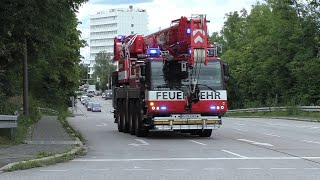 Neuer Feuerwehrkran Sonderfahrzeuge der Feuerwache 4 auf Einsatzfahrt 2x Erstmalig Kdow [upl. by Modestia]