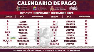 ♨️TODOS COBRAN♨️🎁ABCDE💥CALENDARIO NOVIEMBREDICIEMBRE💥MAÑANERA Pensión Bienestar Adultos Mayores [upl. by Nisaj746]