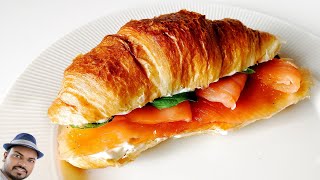 Smoked Salmon Croissant Sandwich  Perfect for brunch or cold sandwiches for a buffet or for a party [upl. by Laamak]