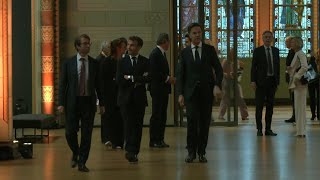 French president Emmanuel Macron visits Vermeer exhibition in Amsterdam  AFP [upl. by Aistek204]