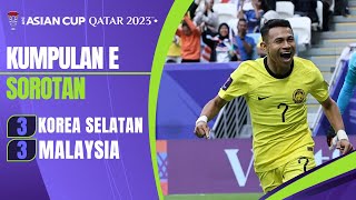 Sorotan Perlawanan  Korea Selatan 3  3 Malaysia  Piala Asia Qatar 2023 [upl. by Noscire153]