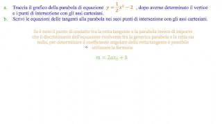 Traccia il grafico della parabola y12x²2 e trova le tangenti nei punti di intersezione assi [upl. by Hugues314]