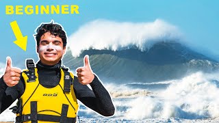 Beginner Surfs WORLDS LARGEST WAVE Nazaré Portugal [upl. by Myna]