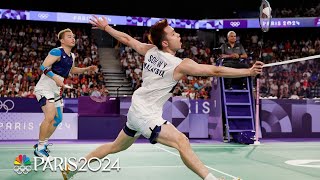 Malaysia win a MONSTER doubles match over Denmark for badminton bronze  Paris Olympics  NBC Sports [upl. by Kippar]