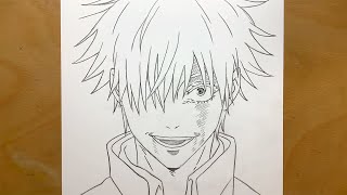 Easy anime drawing  How to draw gojo satoru  injured  stepbystep  jujutsu kaisen drawing [upl. by Oeram]