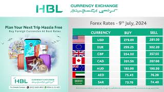 HBL Currency Exchange Forex Rates 9th July 2024 [upl. by Phillipp265]